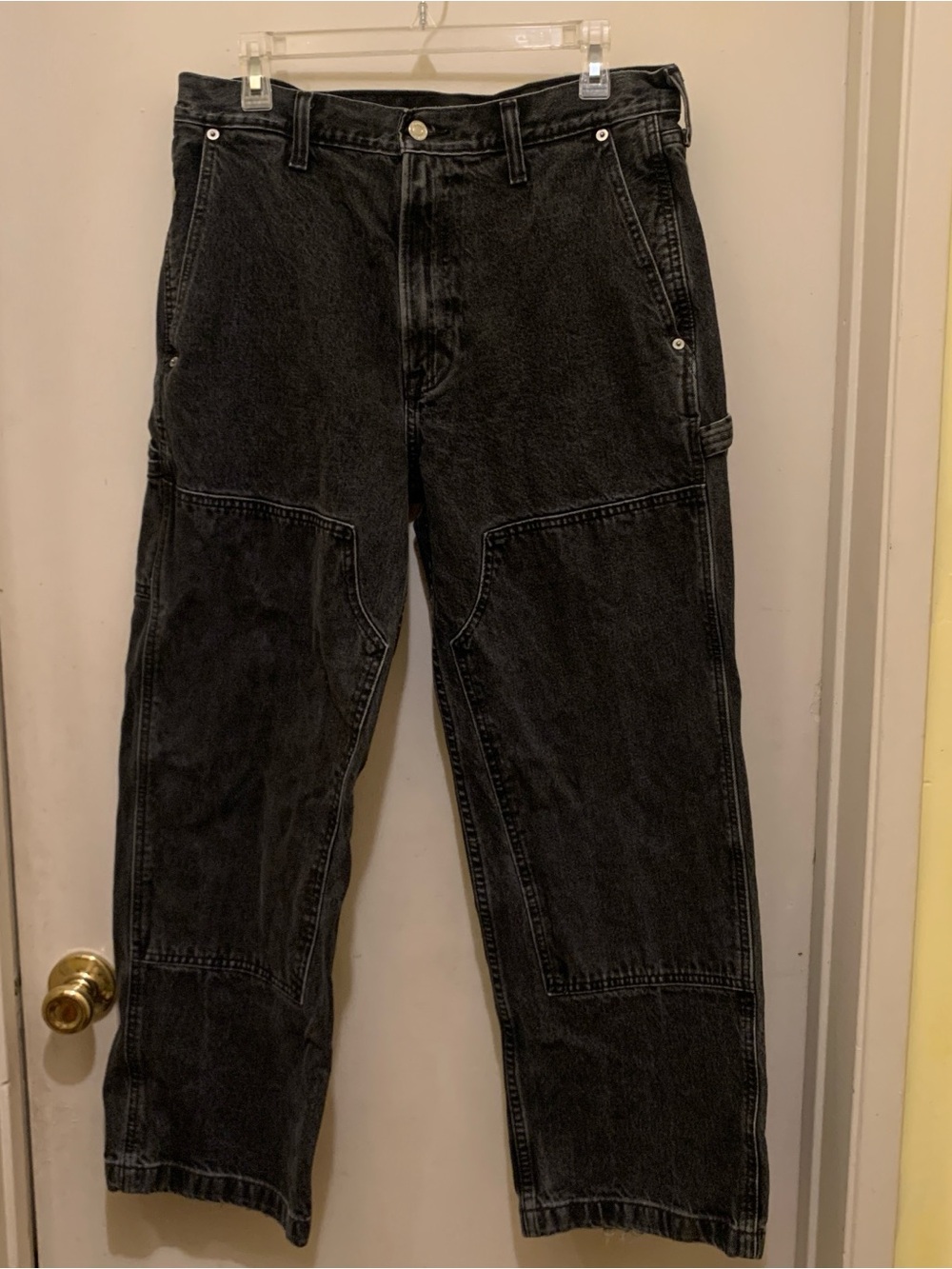 Abercrombie black baggy men’s denim authentic Black Carpenter Denim Pants